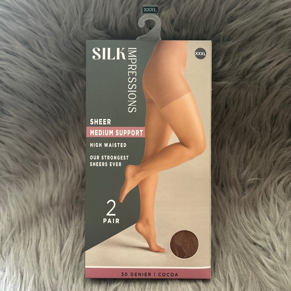 Silk Impressions Medium Support Sheer Tights Womens Size XXXL Cocoa High Waisted - Picture 1 of 4